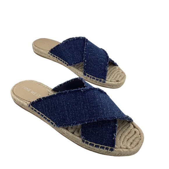 Nine West Womens Hamden Sandal Denim Blue Size 10 NWB‎ Espadrille Slide - Picture 5 of 8